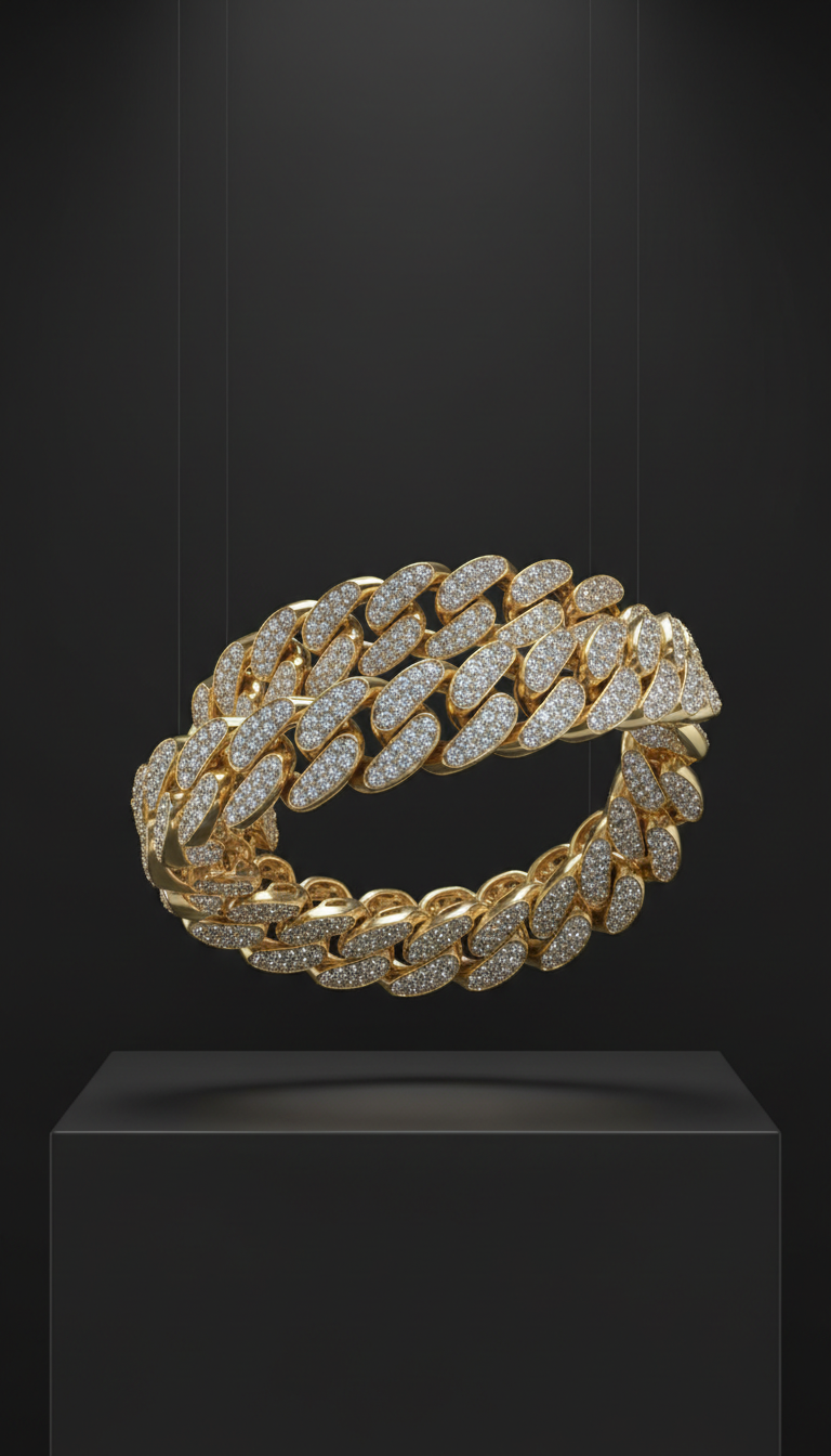20mm by 24” Champagne Ice Moissanite Chain