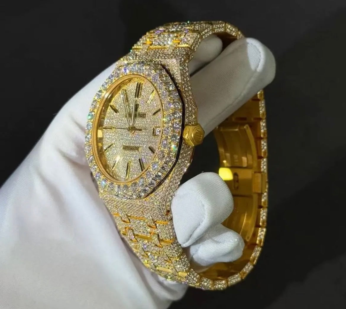 Iced Out Moissanite Watch